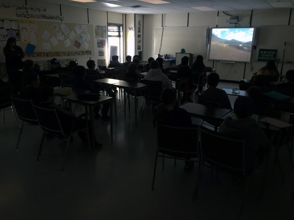 Students watching a presentation in a classroom